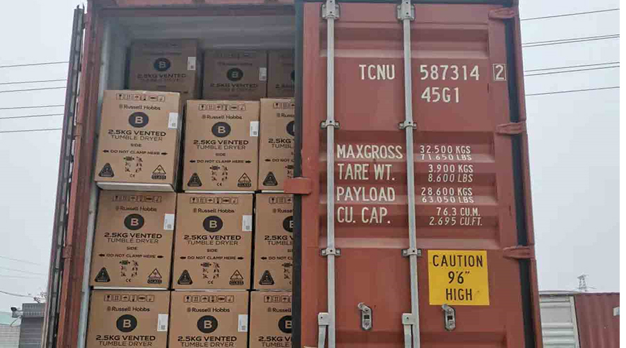 年底沖刺！順利完成英國Russell hobbs客戶(hù)的滾筒干衣機出貨